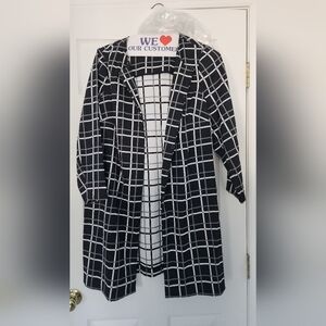 Alfani Black and White Checkered Jacket/Duster/Coat
